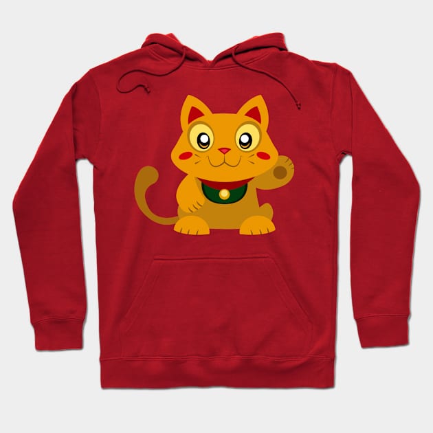 Gold Lucky Cat Hoodie by xyabut2